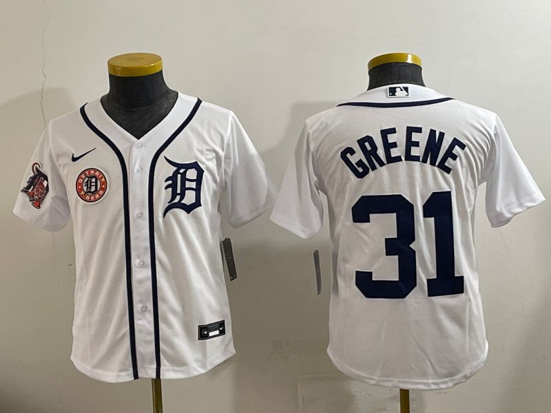 Youth 2025 Detroit Tigers #31 Greene White Game Nike MLB Jersey style 7